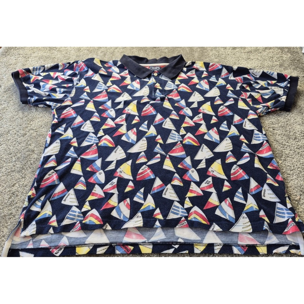 Vintage CHAPS Ralph Lauren Sailboat Polo Short Sleeve Shirt Men's XL - Picture 3 of 10
